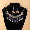 Böhmisches Retro-Halsketten- und Ohrring-Set, Leichter Geometrischer Schmuck für Damen