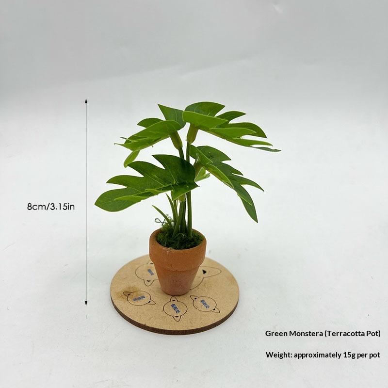 Artificial Mini Taro Turtle Back Plant in Pot Tiny Green Leaf Dollhouse Decoration for Tabletop and Shelf Display A3