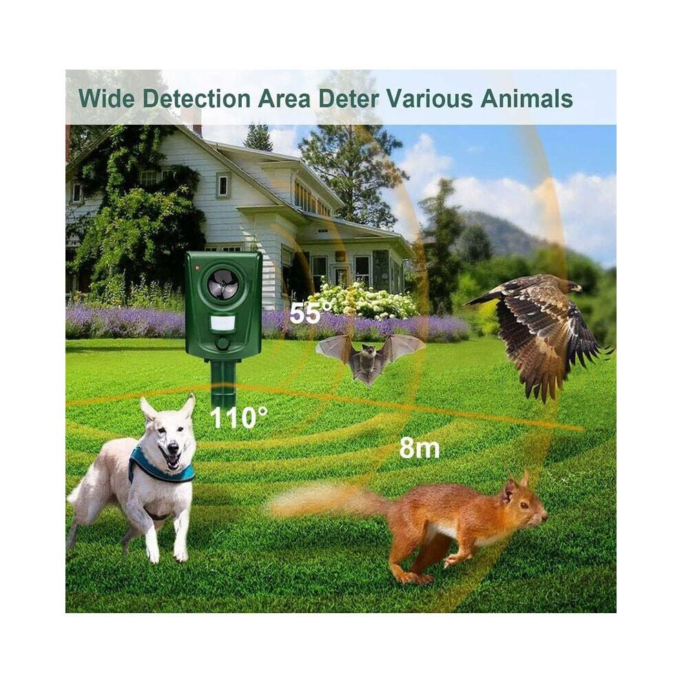 Raccoon Cat Dog Skunk Rats Deer Repellent, Solar Animal Repellent, Ultrasonic Outdoor Repeller, Solar Powered Deterrent, Motion Activated Flashing Led