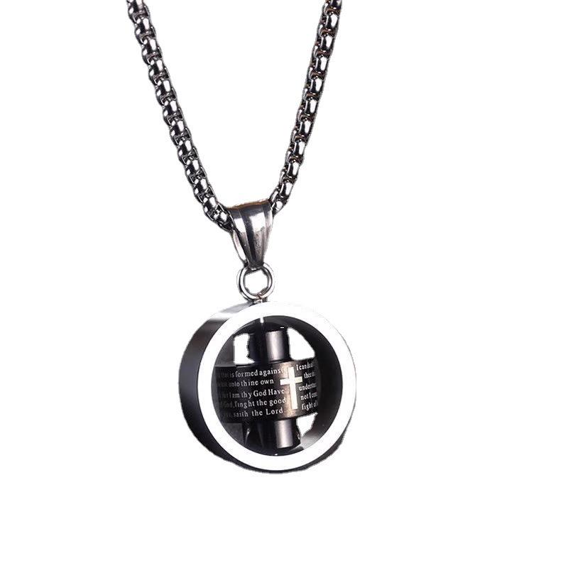 Men's Hip Hop Rotating Titanium Steel Cross Pendant Necklace
