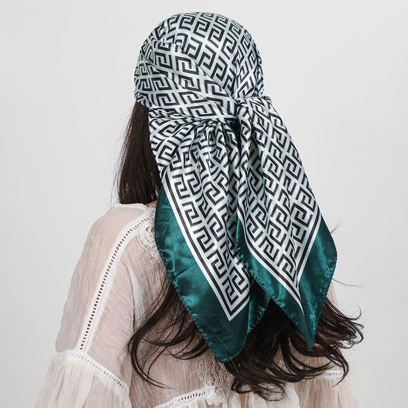 90cm Square Silk Scarf Scarf Top Headwraps Four Seasons Hair Foulard Luxury Bandana Femme Headscarf Women Wrap Hijab Accessories