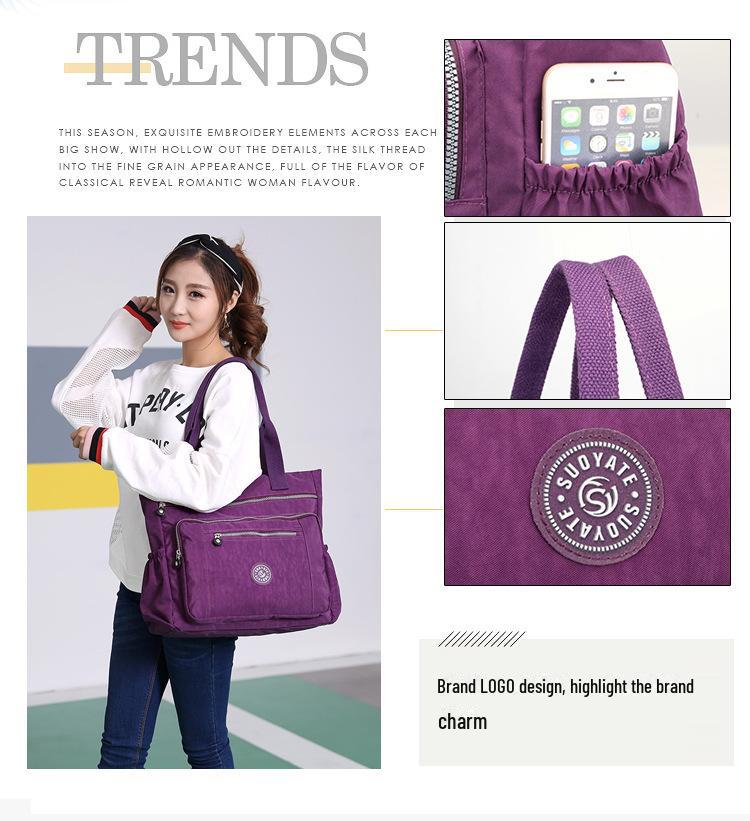 Women's Casual Lightweight Nylon Shoulder Bag – Trendy, Versatile, and Large Capacity Travel Handbag