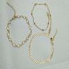 3pcsset Summer Beach Fashion Fishbone Chain Crystal Zircon Beads Chain Anklet