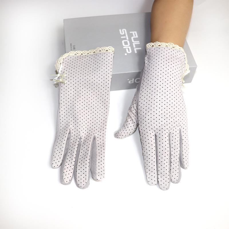 Gants de Cyclisme en Coton Anti-UV pour Femmes - Protection Solaire, Antidérapants, Style Fin, Longueur Courte, Design Imprimé pour le Printemps et l'Été