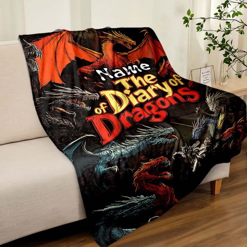 Dragon Theme Customize Your Name Blanket Used For Chair Office Sofa Bed Camping Soft And Warm Giving Friends And Relatives Birthday Graduation Gift