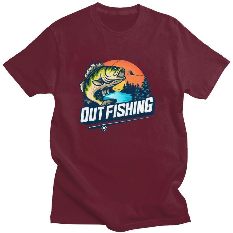Custom Out Fishing T Shirt for Men Tshirt Casual Tee Short Sleeve Fish Fisherman Tshirt Loose Fit Clothing Gift