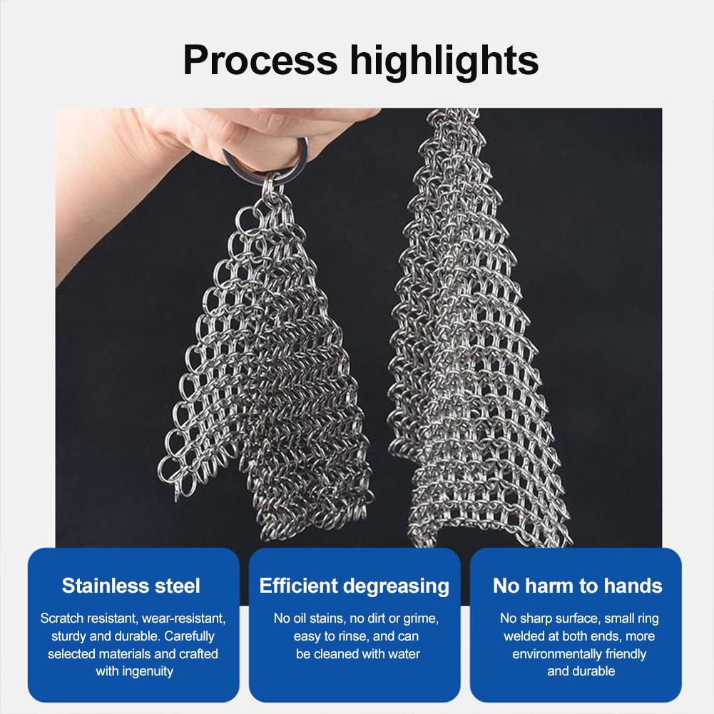 Stainless Steel Cast Iron Cleaner 8 7 6 5 4inch Chainmail Scrubber With Hanging Ring Skillet Grill Scraper Kitchen Accessories