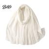 Lightweight Gauze Scarf Solid Color Embroidered Shawl for Women, Soft with Floral Oriental Style Vine Texture, 180x90cm Breathable Wrap Spring Summer