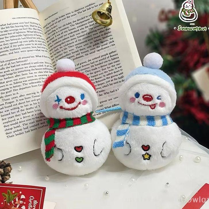 Winter Snowman Plush Ornament - Cozy Scarf Doll Keyring for Christmas Tree Decor &Stocking Stuffer Bag Charm Party Gift