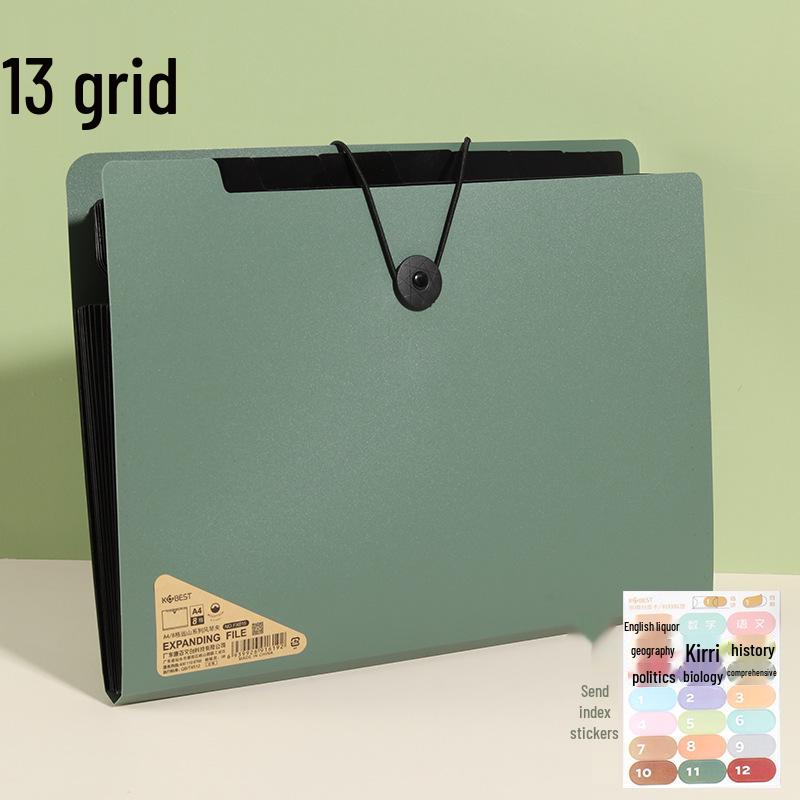 13-Grid High-Grade Black Document Organizer Bag