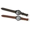 Men Quartz Watch Round Large Dial PU Leather Strap Retro Wristwatch for Daily Life Sports Business P