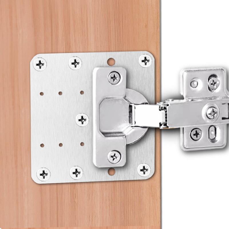2PCSStainless Steel Cabinet Door Hinge Repair Plate, Furniture Cabinet Door Hinge Fixing Plate Mounting Piece Hinge Hole Repair Piece