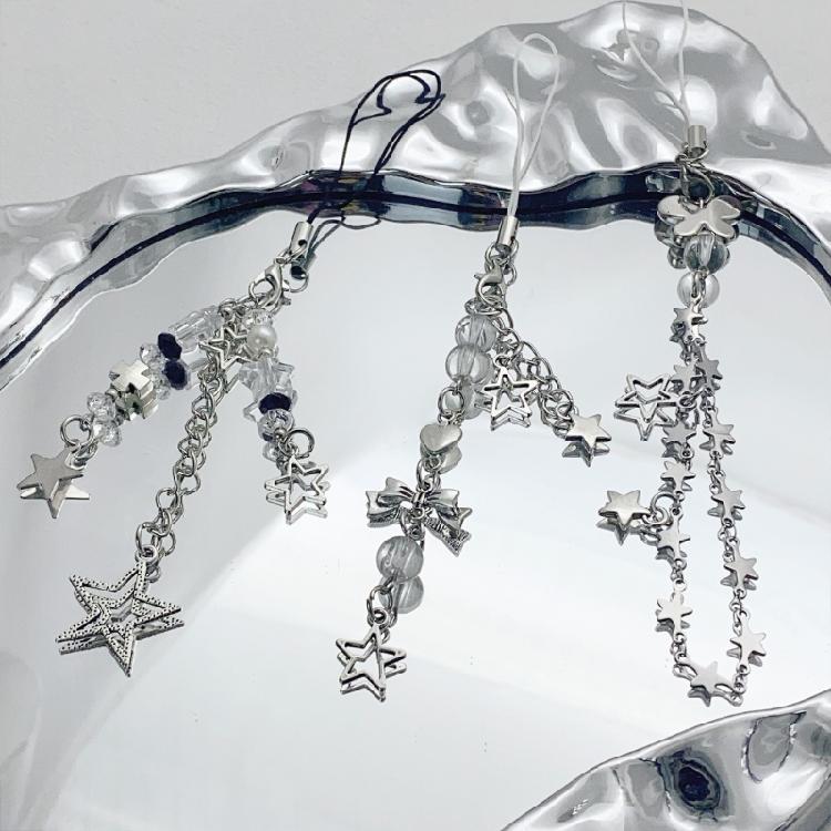 Set of 3 Fashionable Key Chain Butterfly Star Phone Lanyard Handmade Keychain Pendant Versatile Bag Jewelry for Girl