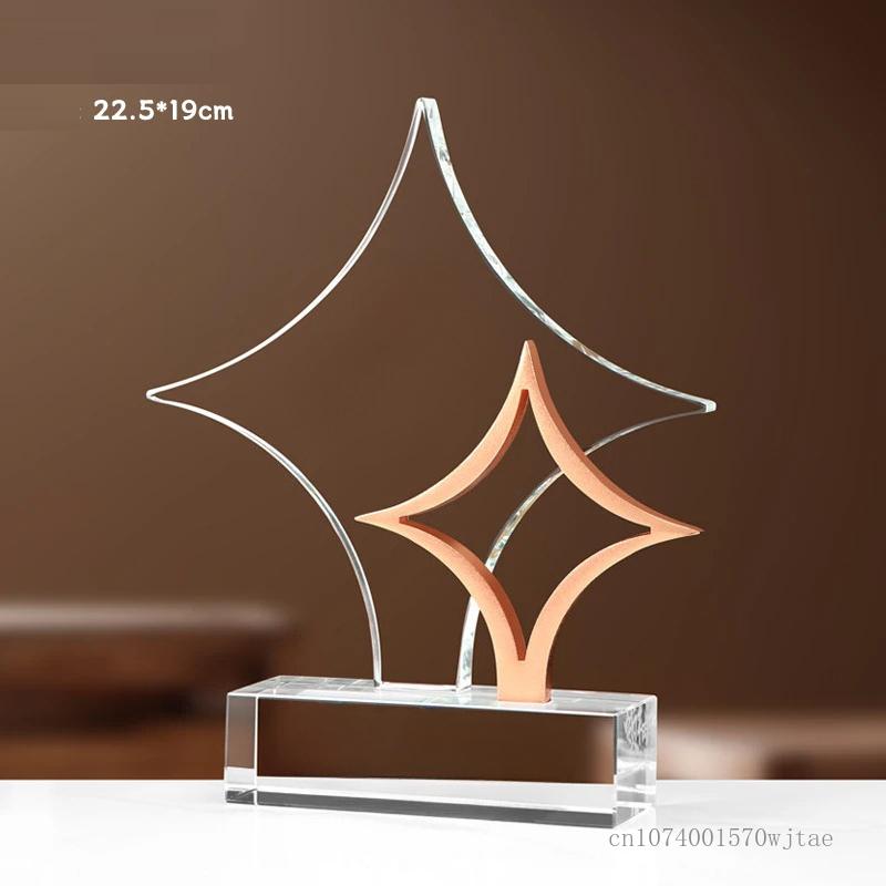 Maßgeschneiderte High-End Kreative Diamantstern Kristall Trophäe Bunte Metallmedaille zur Ehrung Ausgezeichneter Mitarbeiter Auszeichnungen Preise 1 Stück