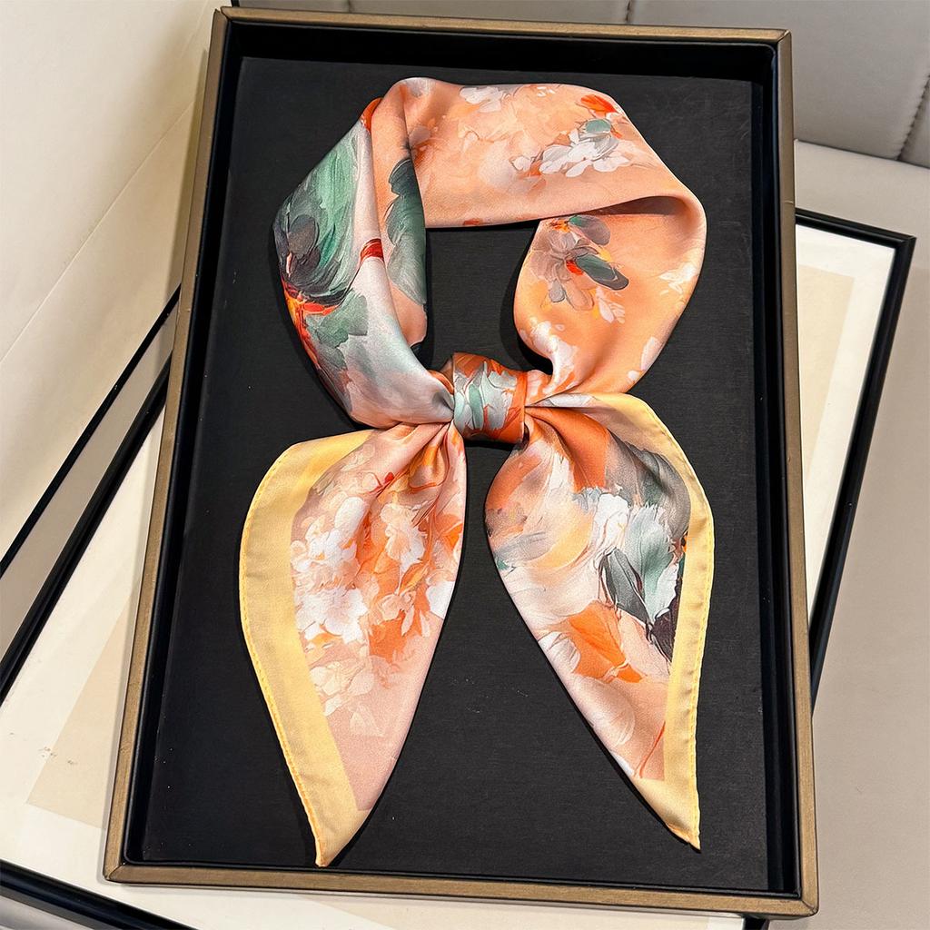 Spring new floral printing Chinese square scarf women's multi-functional versatile neck shawl headscarf silk scarf scarf