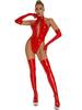 Halter Sleeveless Wet Look Pvc Catsuit Zipper Open Crotch Bodysuit Bandage Hollow Out Bust Swimsuit Tights Hot Sexy Body Teddies