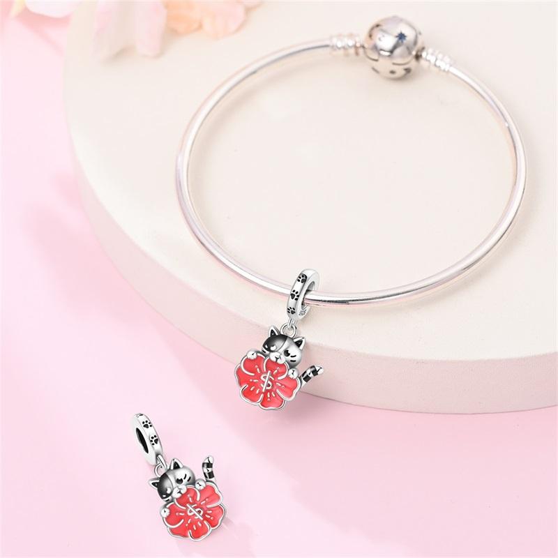 Charms Copper Moon Luminous Magical Cat Charms Beads Fit Original Bracelets Fashion Diy Jewelry Birthday Gifts