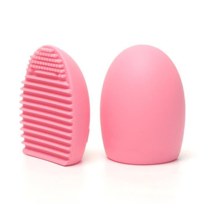 Pinceau de nettoyage - Rose - 7,4x5,5 cm - Silicone - Outil de maquillage - Compact