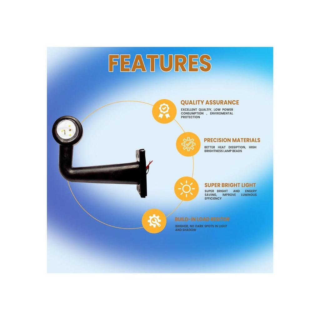 APSMOTIV LED End Outline Marker Light Set 24V with 6 Super Bright SMD for Truck Trailer Buses and Universal Applications - Red/Clear