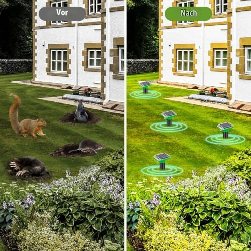 4 Pack Solar Mole Repellent Outdoor Waterproof Ultrasonic Animal Deterrent for Yard Lawn Garden Black