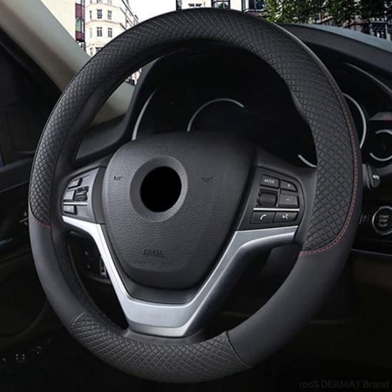100% DERMAY Brand Leather Steering Wheel Cover Non-slip for Renault Megane 2 II MK2 2002-2009 Car Styling Auto Accessories