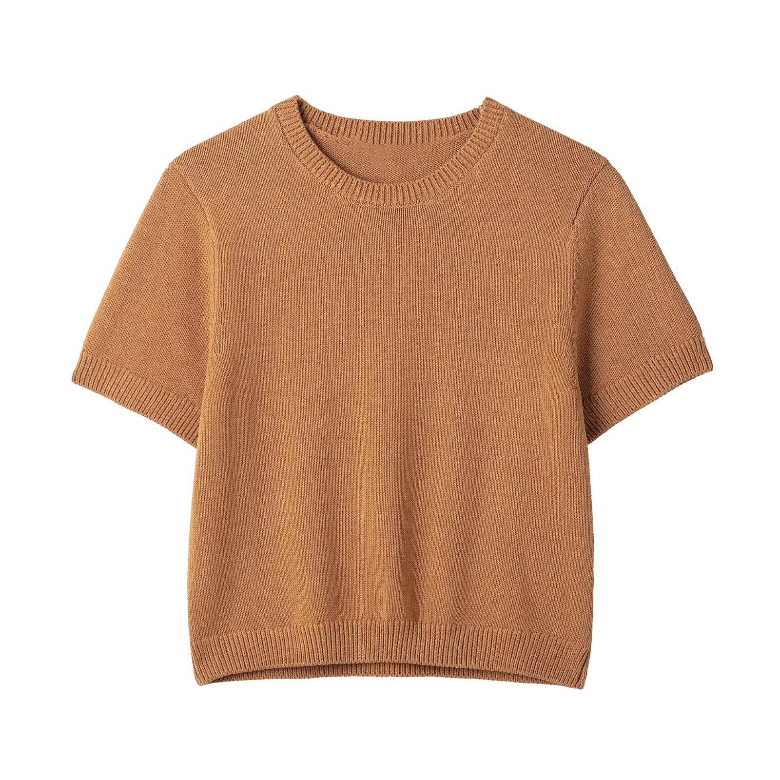 

2025 Spring Women s Slim Fit Simple Round Neck Knit Top Medium