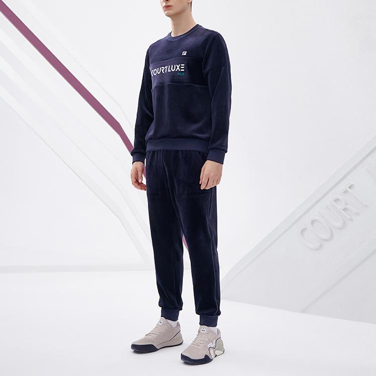 Fila Athletics Solid Color Drawstring Simple Cuff Sports Pants Men Pants Dark-Blue A11M243602F-NV