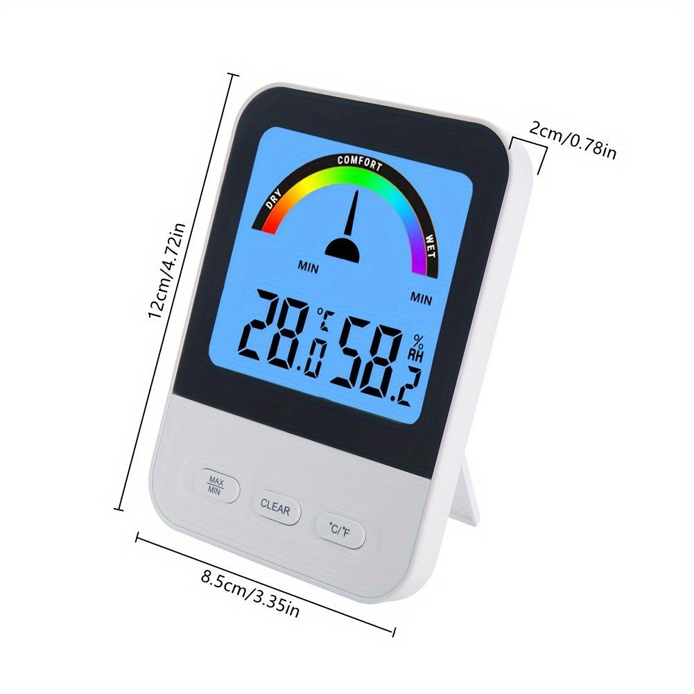 Digital Indoor Thermohygrometer with Wet Dry Comfort Guide and 24 Hour Memory for Temperature and Humidity Tracking