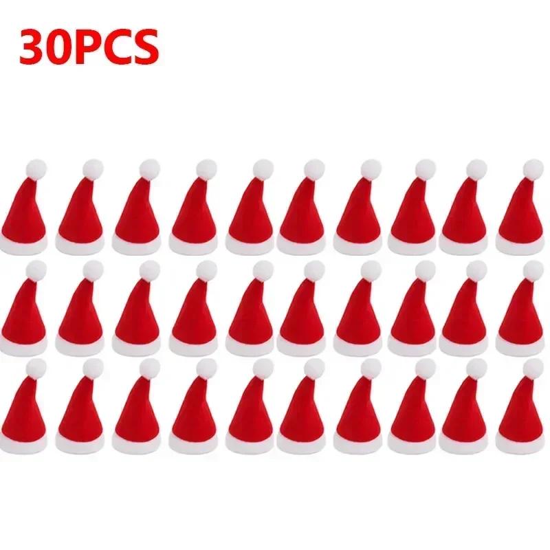 2/200 buc Mini Pălărie de Moș Crăciun din Catifea Huse pentru Sticle de Vin Acoperitoare pentru Acadele Bomboane Suport Veselă de Crăciun Pălării Huse pentru Sticle Petrecere de Crăciun