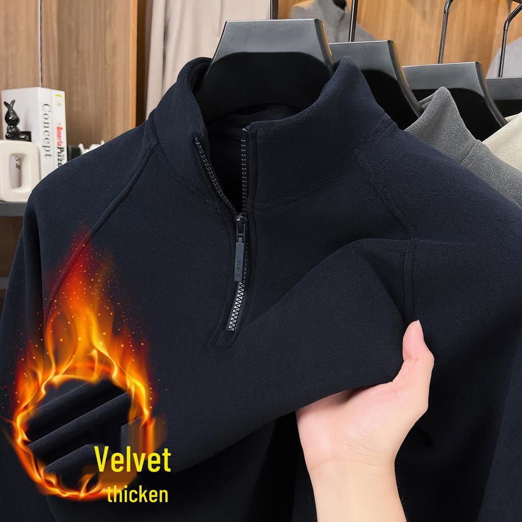 Men's Winter Double-Sided Fleece Half-Zip Long-Sleeve T-Shirt (2025 Collection)