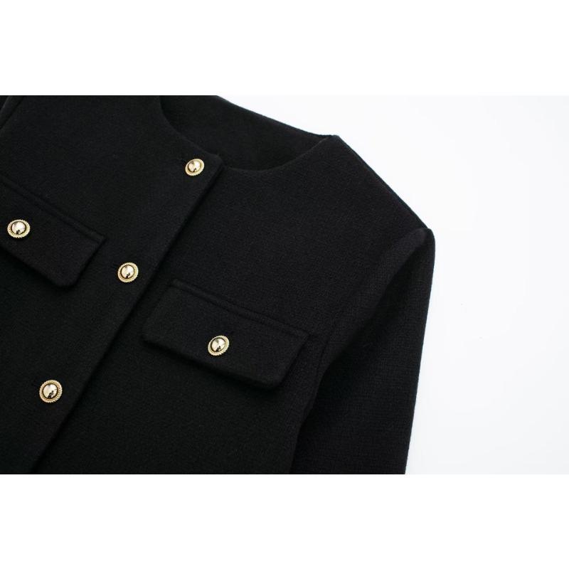 Podzimní dámská pouliční móda ležérní krátká bunda s klopami