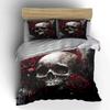 Skull with Red Roses Design Bedding Duvet Cover Set  (1*Duvet Cover 2*Pillowcases, without duvet insert)