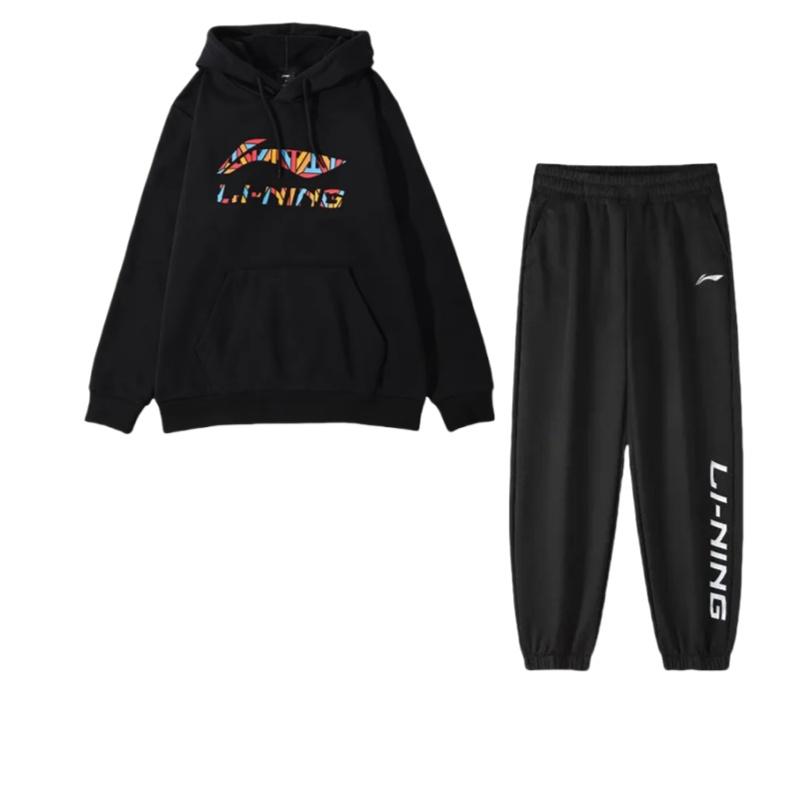 

LiNing Универсальный красочный логотип с буквами Повседневный спортивный костюм Костюм унисекс Черный YWDT337-1+AYKS589-1 M