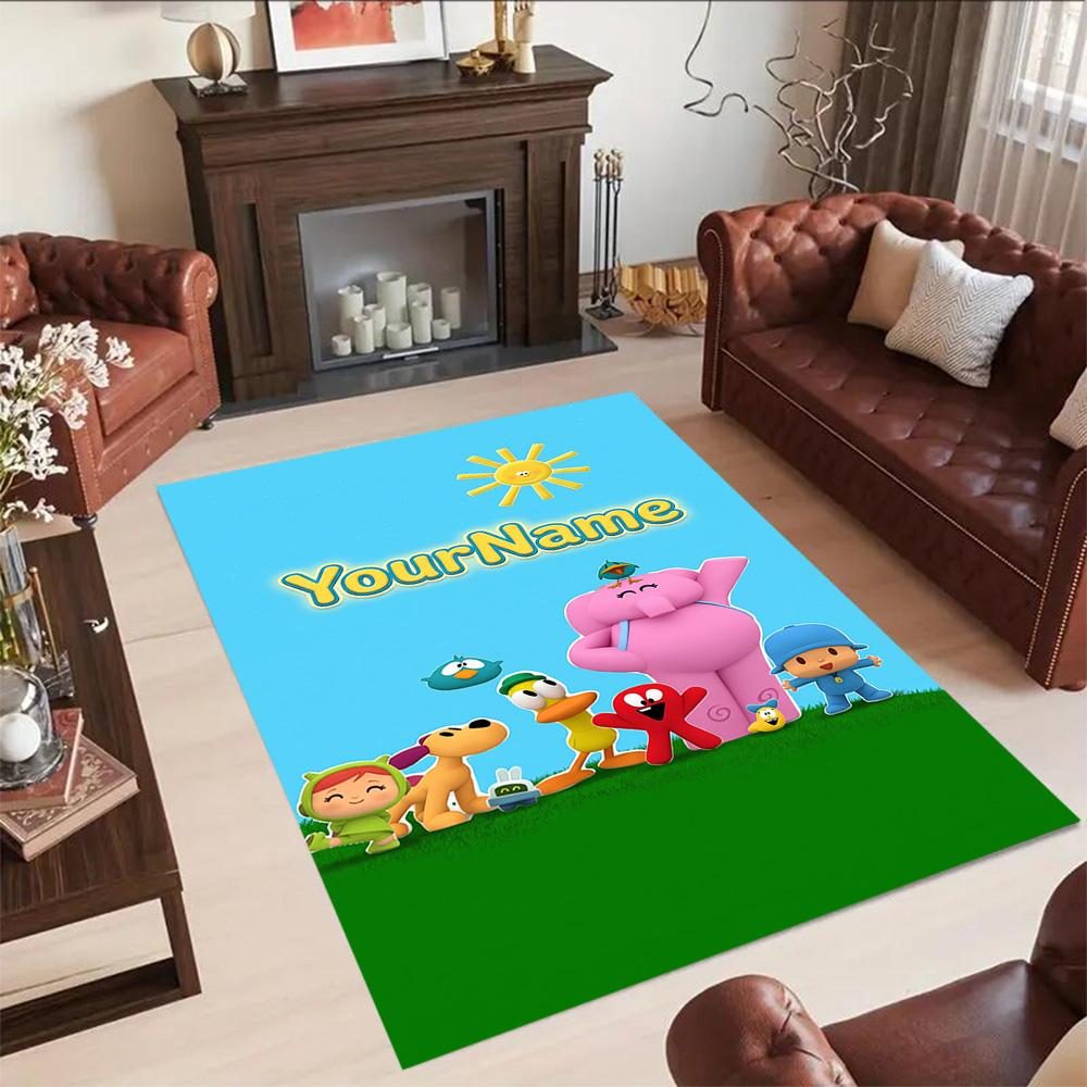 Alfombra Personalizable con Nombre de Pocoyó Adecuada para Exteriores Dormitorio Entrada Pasillo Alfombra Antideslizante Decorar Oficinas Regalo para Festivales
