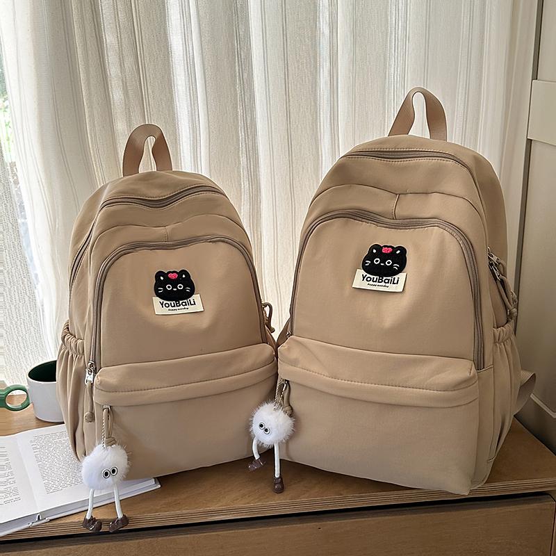 Large Capacity Junior High School Student Schoolbag Black Cat Women's Backpack Class Book Bag