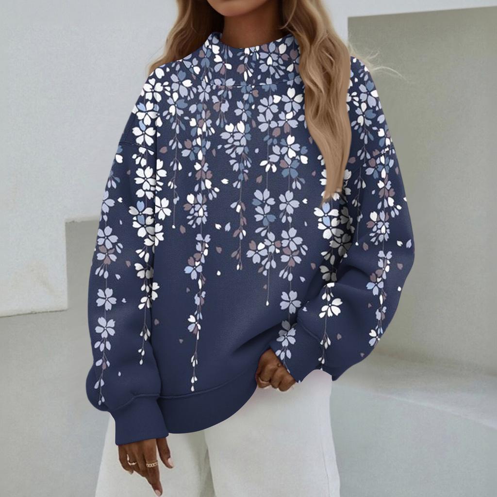 Mock Neck Sweatshirt Women Fall Comfort Oversized Sweatshirt Dressy Pullover Sweatshirts No Hood Cozy Turtleneck Tops