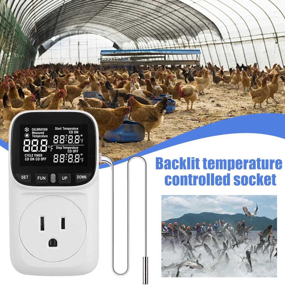 Digital Display Smart Thermostat Fish Tank Touch Screen Regulation Socket Temperature For Pet A C2A2