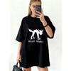 Oversized T-Shirt Black Hellcat Records Cat Graphic And Text Streetwear Casual Wear