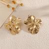 Exaggerated European and American Style Pleated Metal Irregular Earrings Necklace Set Fashionable Personality Unique Two-piece Jewelry