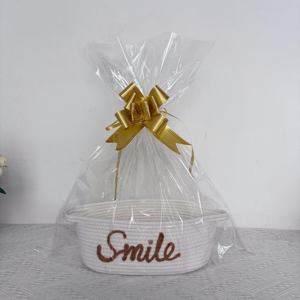 Nordic Cotton Rope Woven Oval Basket - Decorative Patchwork Desktop Snack Organizer