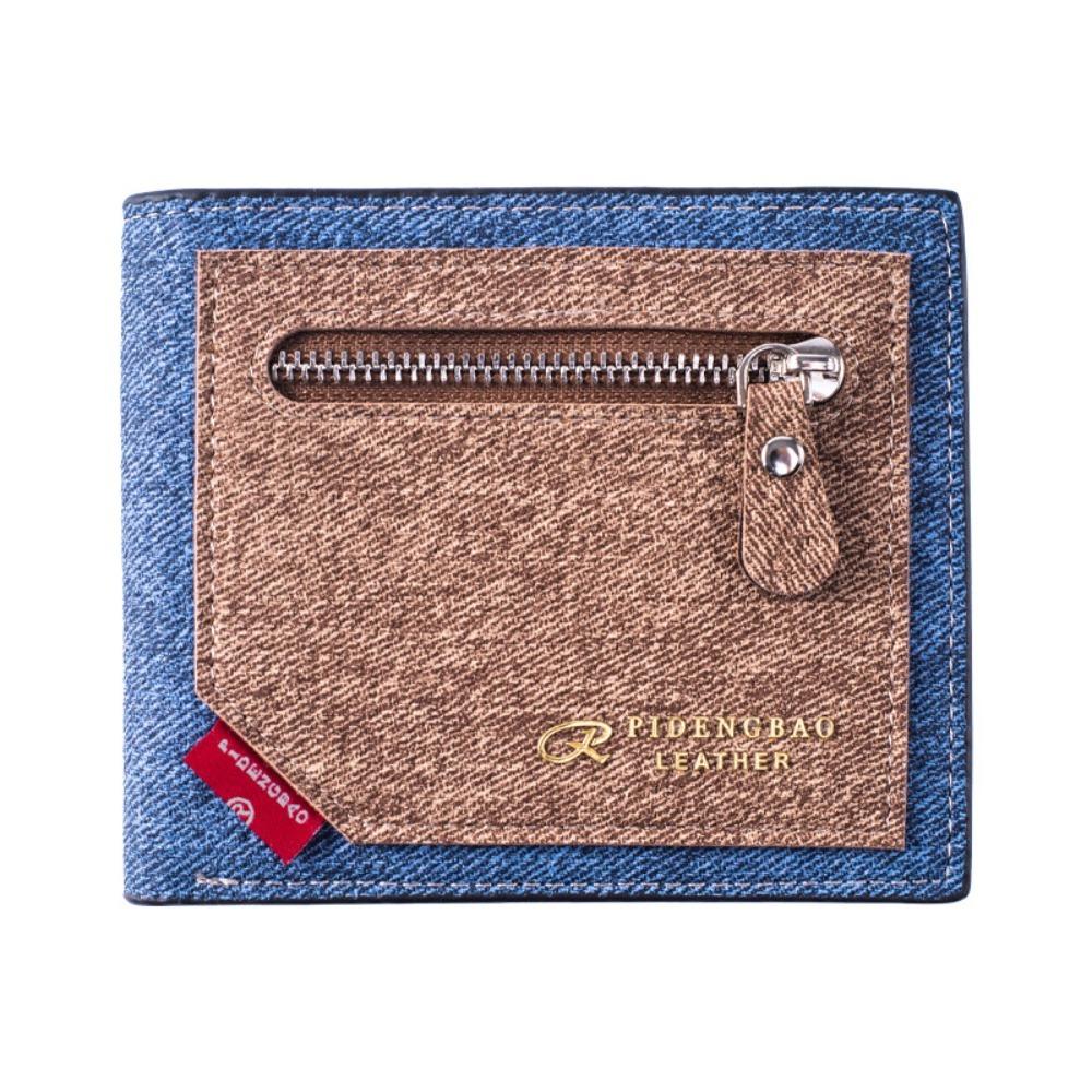 Leisure Men's Short Purse PU Leather Men's Card Holder Two Fold Wallet Men's Hand Bag