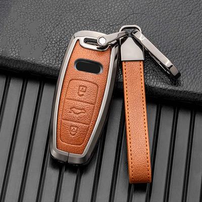 Funda Protectora para Llave Para A3 A4 A5 A7 A6 C8 Q8 Q7 Q5 Q4 Q3 E-tron Mando a Distancia Llavero Carcasa Metal Cuero Accesorios para Coche