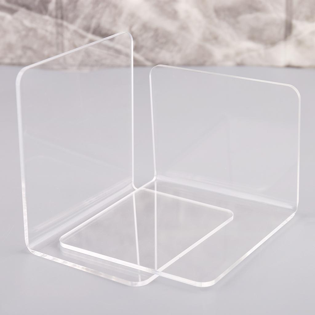 2Pcs Clear Acrylic Bookends L-shaped Desk Organizer Desktop Book Holder School S