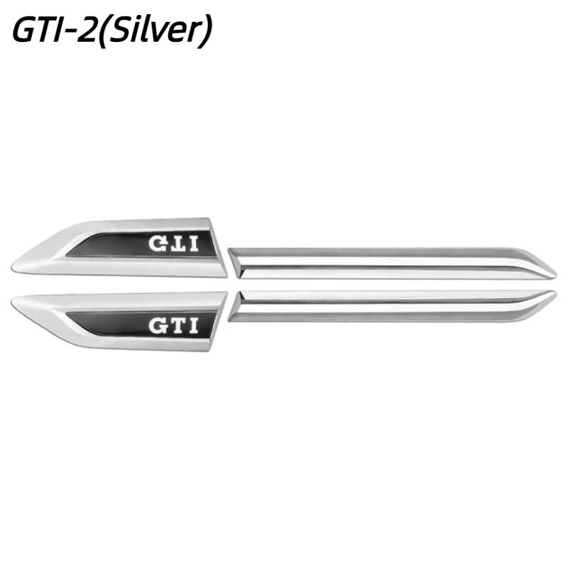 

2Pcs R Line GTI 4Motion Car Logo Auto Body Fender Decoration Side Door Blade Sticker For t-iguan GTI-2(Silver)
