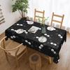 Cute Black Cat Pattern Custom Rectangular Tablecloth Oilproof Table Cover for Festival Party Decorations Table Cloth