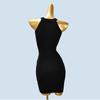 Halterneck Sunken Stripe Silm Bodycon Dress Narrow Shoulder Knitting Dress Black Inner Sling Dress