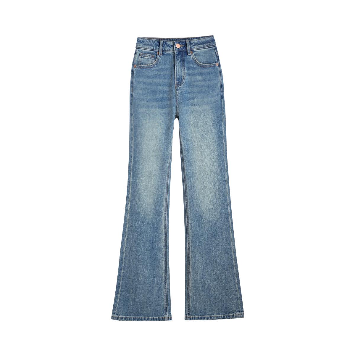 Retro Light Blue High-Waist Slimming Flare Jeans for Women - Autumn 2026 Collection Extra Small синий