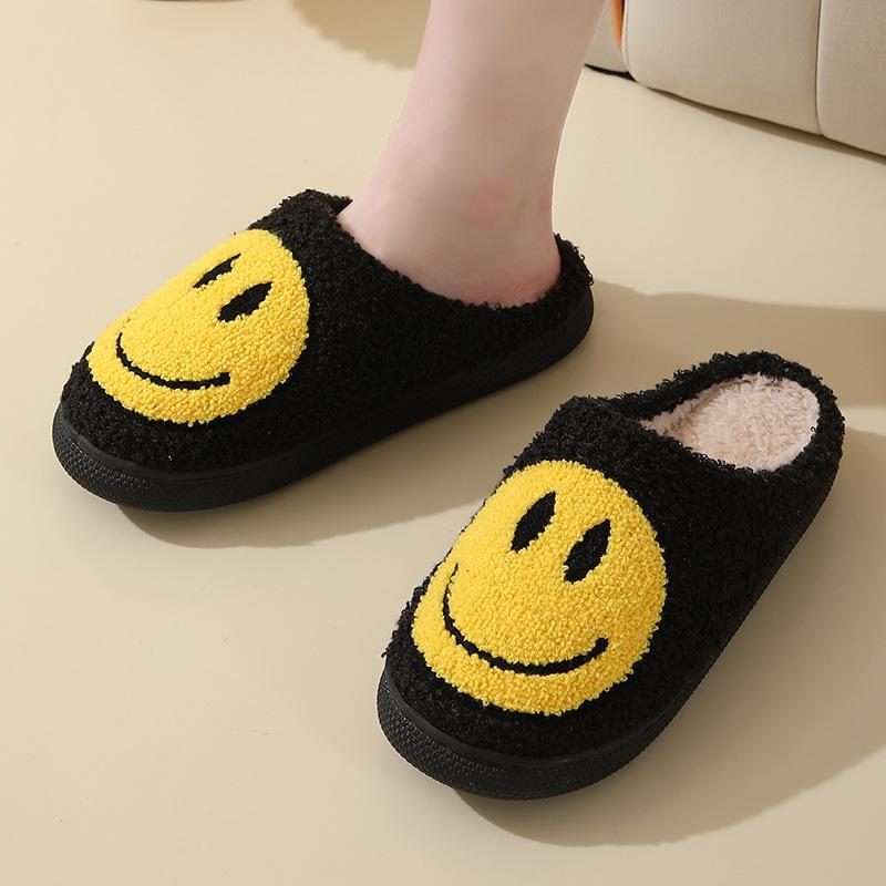 Neue Herbst- und Winter-Niedliche Cartoon-Smiley-Baumwollpantoffeln Zuhause Indoor Rutschfest Warme Pantoffeln