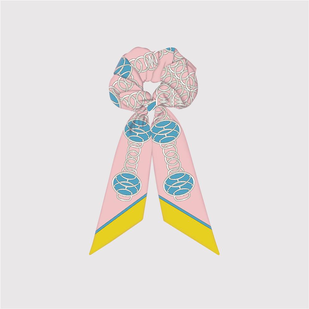 Naturalny Jedwab Duże Gumki do Włosów Gumki Wstążki do Włosów Wzór Łańcucha Elastyczne Gumki do Włosów Kucyk Kobiety Elegancki Szalik Akcesoria do Włosów