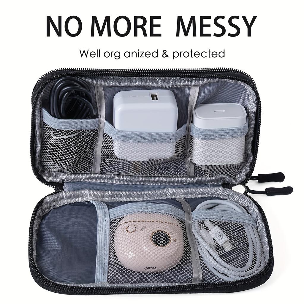 Double-Layer Storage Bag - Multi-Compartment Headphone Cable Organizer, Ideal for Travel and Everyday Use,Compartmentalized Bag